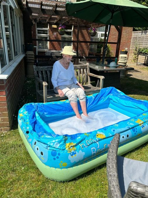Care Home at bexhill enjoying the paddling pool