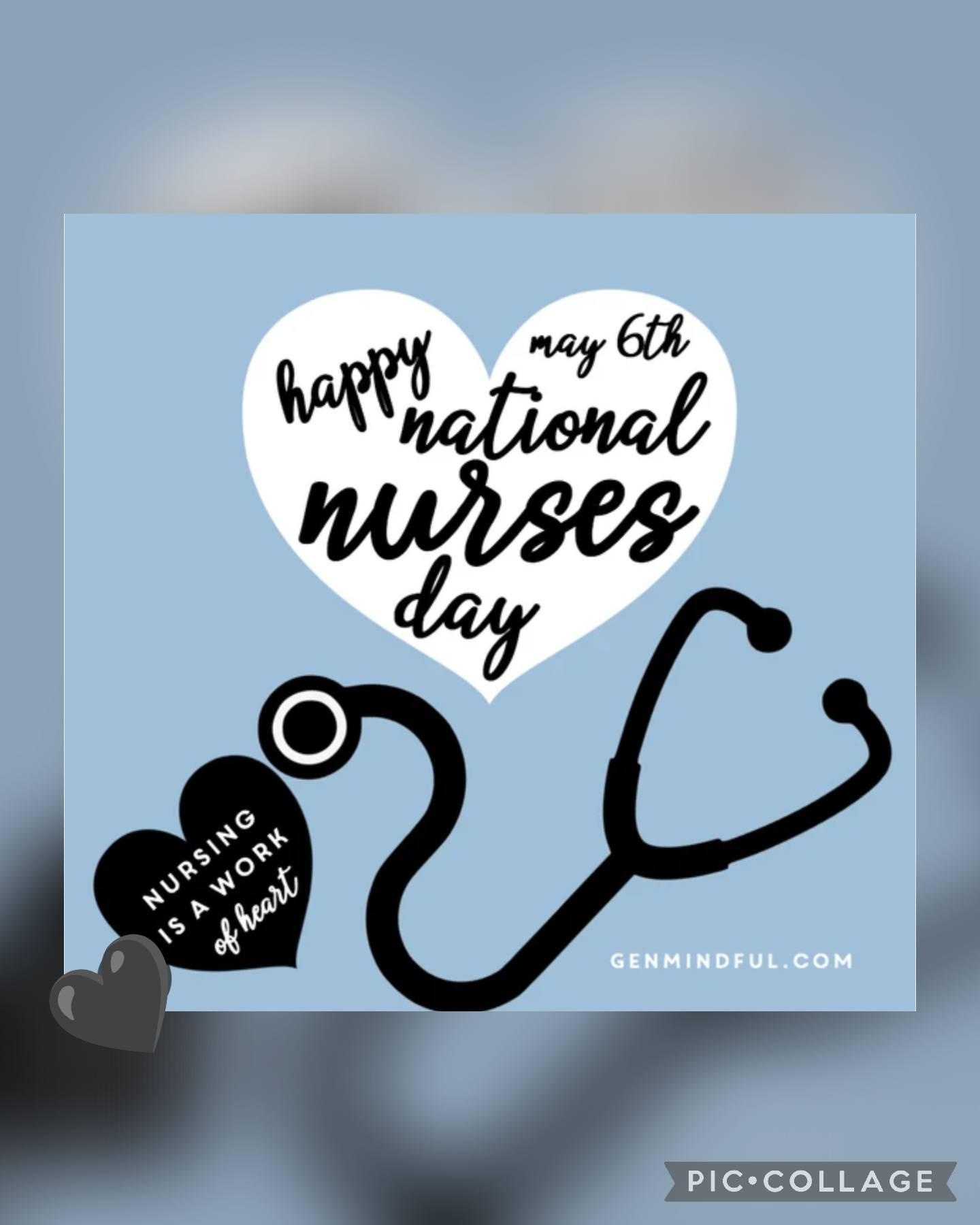 celebrating National Nurses Day on May 6th with a heart and stethoscope design