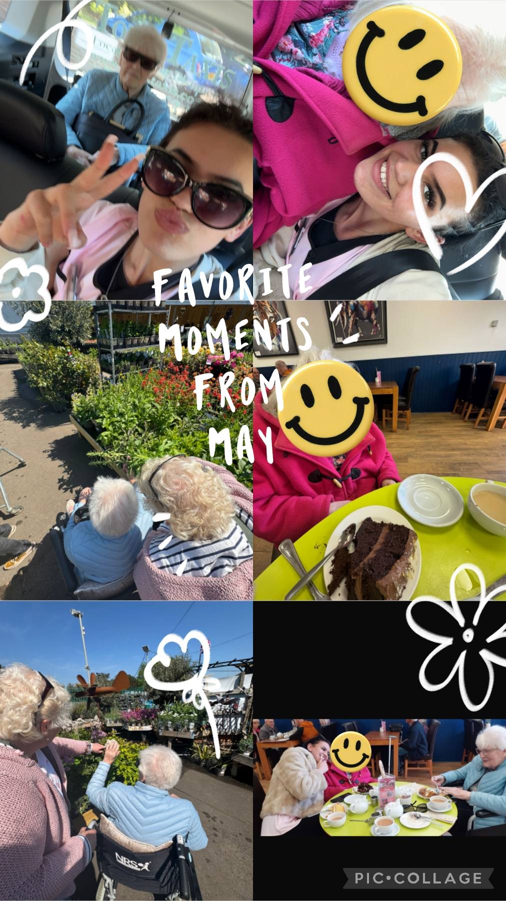 enjoying a lovely trip to the garden centre, and sharing tea, cake, and plenty of smiles together.