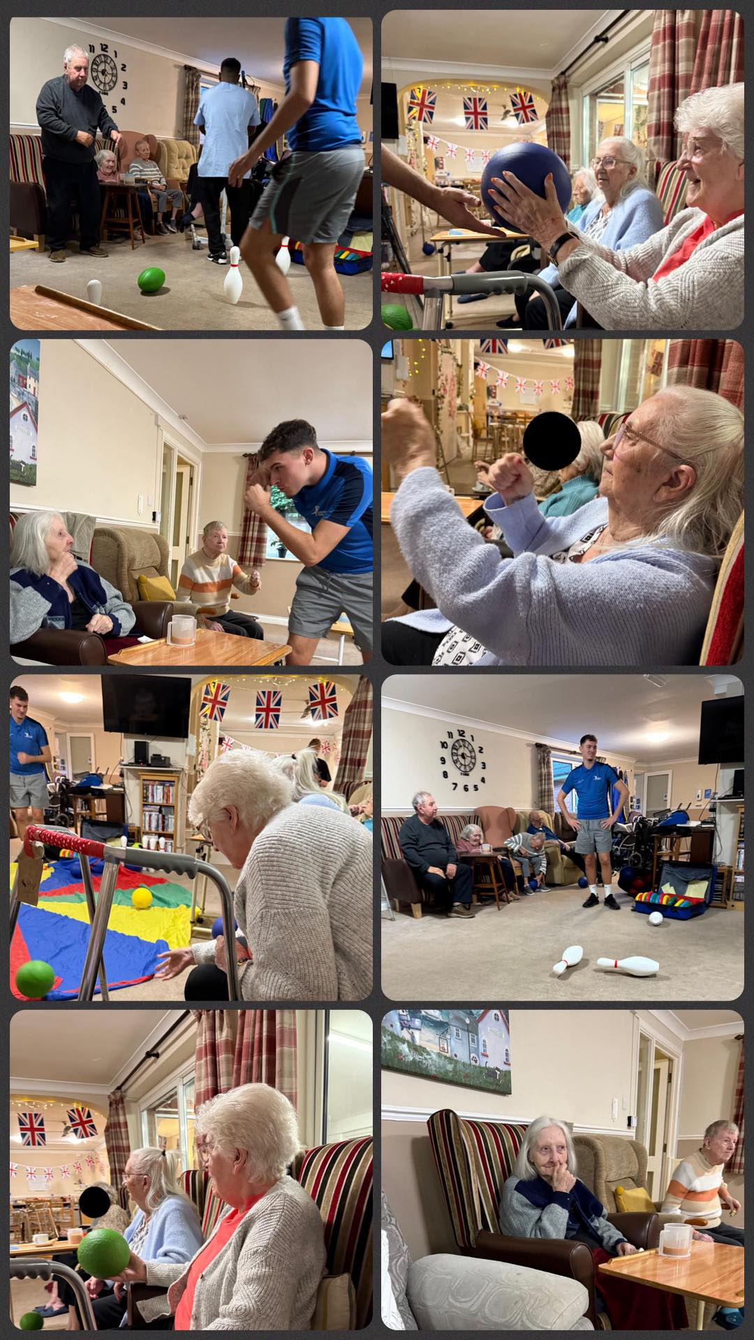 Care home residents enjoying indoor activities