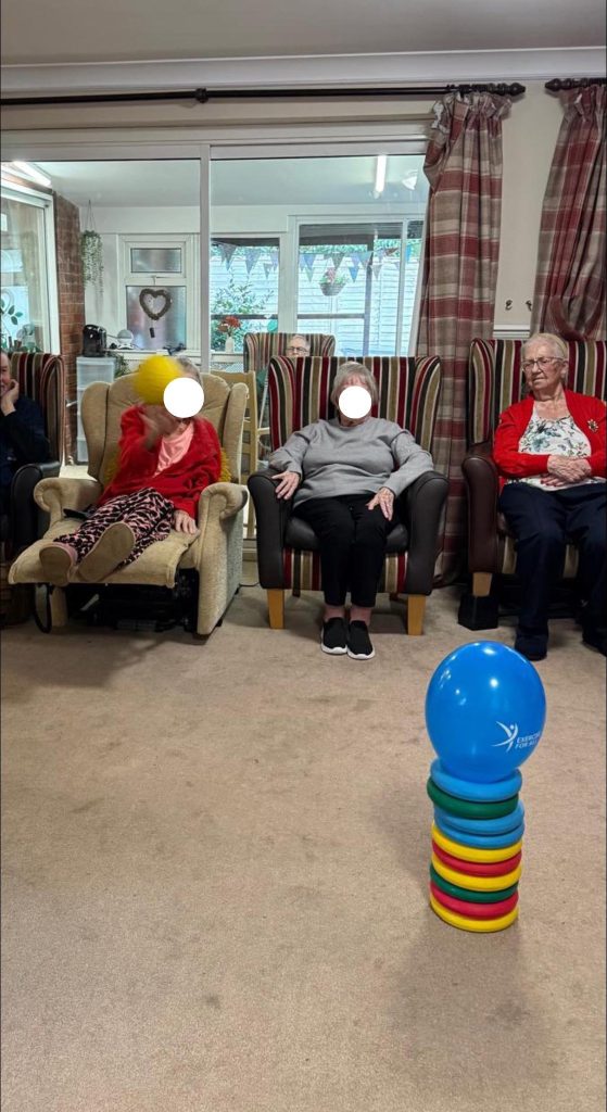 Residents playing with balls at Hazelmere Bexhill